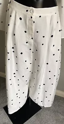 Crea Concept Linen Mix Wide (genie Style)trousers (white Polka Dot) Size 44 (16) • £75
