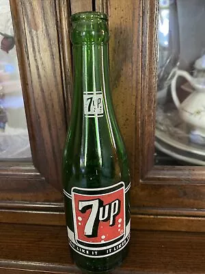 Vintage Seven-Up 7-Up Fresh Up You Like It 7 Oz Green Glass BOTTLE • $11.99