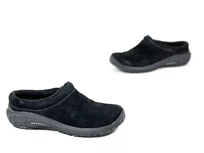 Merrell Encore Ice 4 Suede Lined Slide Slip On Shoes Black Women's Sz. 6.5 • $31.76