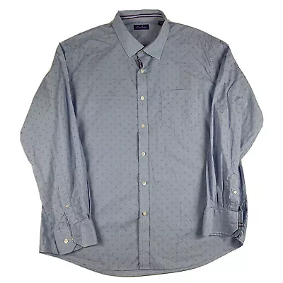 Alan Flusser Mens Button Up Blue Polka Dot Long Sleeve Cotton Size 2XL • $9.99