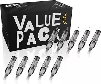 EZ Tattoo Cartridge Needles Mixed - 50Pcs #10 Bugpin Magnum Assorted 7RM 9RM For • £32.70