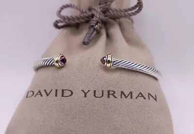 David Yurman Sterling Silver 4mm Cable Classics Bracelet Tourmaline & 18k Gold • $299