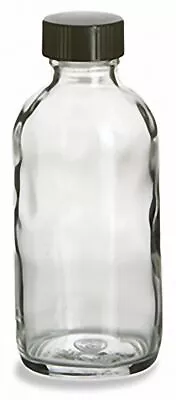 CLEAR GLASS Bottles 4 Oz (120 Ml) With Black Cone-Lined Caps (3-6-12-24 Count) • $25.95