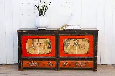 Red & Black Mongolian Sideboard Cabinet • $2695