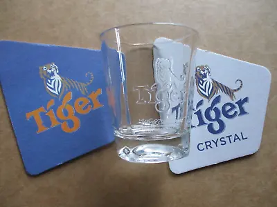 Tiger Short Beer Glass & Coasters • $8