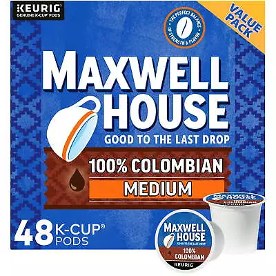 Maxwell House 100% Colombian Medium Roast K-Cup Coffee Pods Value Pack48 Ct Box • $21.66