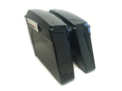 Mutazu Black No Cutout Extended Stretched Saddlebags For 94-2013 Harley Tourings • $549