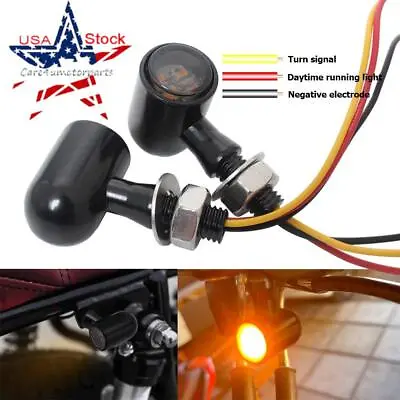 Small Black Motorcycle Turn Signal Brake Light Blinker Red Amber Lamp -Universal • $14.41