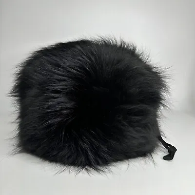 Vintage Black Fox Fur Muff Hand Warmer Satin Lined Zip Bag • $60