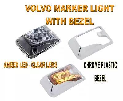 Volvo 6 LED Side Marker Lamp Amber/Clear Lens With Chrome Bezel  #20895320 • $32