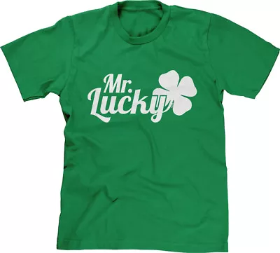 Mr Lucky St Patricks Day Proud Irish Pride 4 Leaf Clover Costume Parade Mens Tee • $16.95