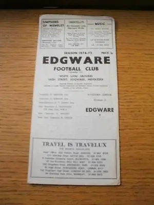 30/11/1974 Edgware V Wingate  . No Obvious Faults Unless Description Previously • £3.99