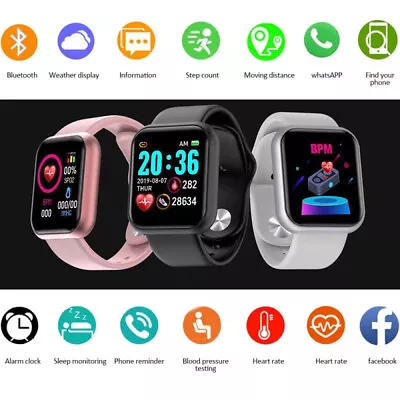 $14.95 • Buy Smart Watch Bluetooth5.0 Fitness Heart Rate Blood Health Monitor For IOS Android