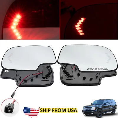 1Pair Mirror Glass Heated Turn Signal LH RH Side For Chevy GMC Cadillac 2003-07 • $22.79