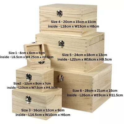 Wooden Plain Gift Boxes Storage Paint Personalise Treasure Chest Memory Wood Box • £6.99