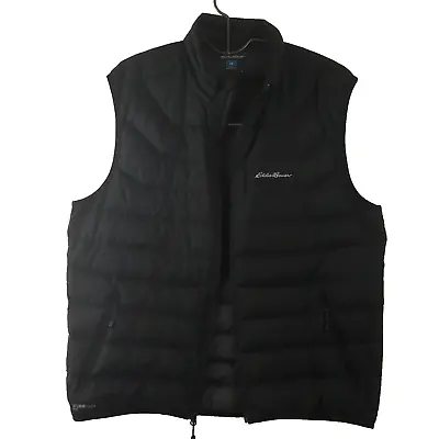 Mens EDDIE BAUER Black Down Outdoor Hiking Puffer Vest Stormdown 800 Size Large • $39.99