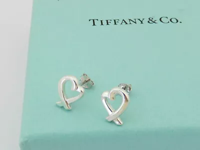 TIFFANY & CO Sterling Silver Loving Heart Earrings • $190