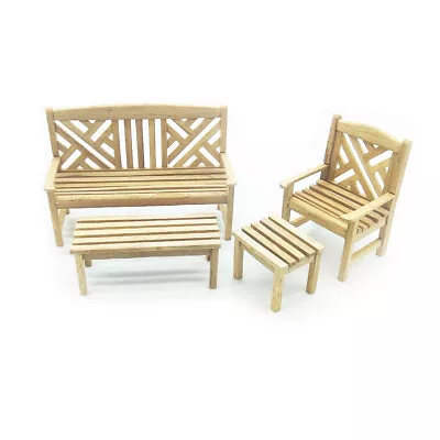 $18.08 • Buy Dollhouse Outdoor Burlywood Table Chair Set 1:12 Miniature Garden Furniture