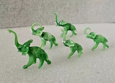 Vintage Hand Blown Art Glass Murano Style Green Elephant Elephants Hert Figures • $16.50