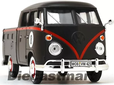 Volkswagen Type 2 (t1) Double Cab Pickup #8 Matte Black 1:24 By Motormax 79562  • $18.69