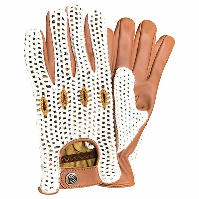 New Vintage Leather Classic Style Driving Fashion Gloves Crochet String Back 505 • £14.99