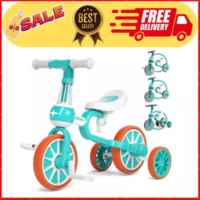 5 In 1 Kids Trike Toddler Bike Balance Bike With Parent Handle For 2-4 Years Ol • £31.46