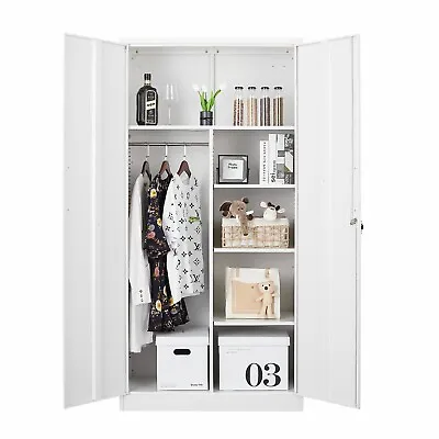 71'' Tall Metal Storage Cabinet Kitchen Cupboard Lockable Wardrobe 2 Doors Home • $219.99