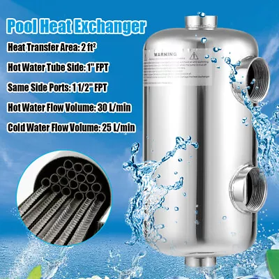 Pool Heat Exchanger Stainless Tube Heat Exchanger For Spa/Swimming 1 1/2''FPT • $71.25