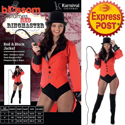 CA219 Ladies Red Ringmaster Ringmistress Circus Halloween Fancy Costume Jacket • $28.35