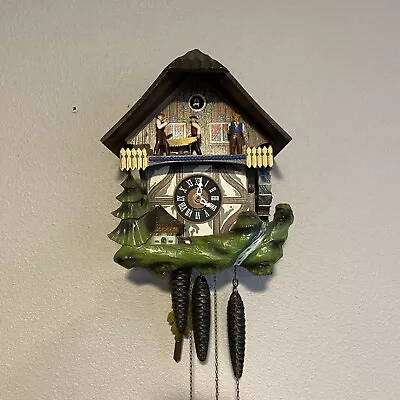 WORKING Vintage Sawmill Cuckoo Clock West Germany Black Forest Missing Logs READ • $850