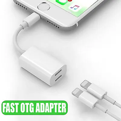 2in1 IPhone Interface Adapter 2.0A Fast Charging & Audio Headphone Hub Splitter • £9.43
