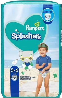 Pampers Splashers Swim Nappies Size 5 To 6 - Disposable Swimming Pants - 10 Pack • £6.99