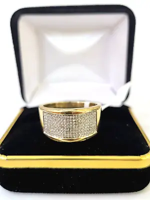 Real 10k Yellow Gold Diamond Mens Ring Band Wedding Genuine Natural • $792.70