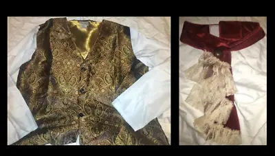 Dream Weavers Steampunk/Victorian Gold Brocade Vest Costume Shirt  Men's XL • $25.20