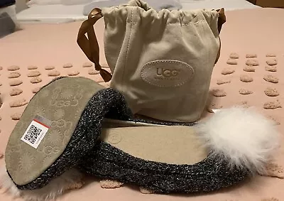 UGG ANDI Slipper  Size 7 Cable Knit Faux Fur Pom Pom - NEW WITH BOX • $50
