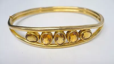 Estate Rare Antique Citrine Gold Filled Bangle Bracelet 7.5 11.4 Gr. • $18.50