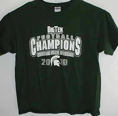 Michigan State Spartans T-Shirt Men's L Green 2010 Big Ten Champs S/S Pullover • $6.99