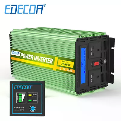 £139.99 • Buy EDECOA Power Inverter DC 12V AC 240V 2000W Modified Sinve Wave With Remote LCD