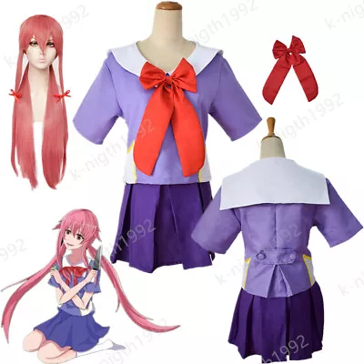 Anime Future Diary Mirai Nikki Gasai Yuno Gasai Cosplay Costume School Uniform • $27.88