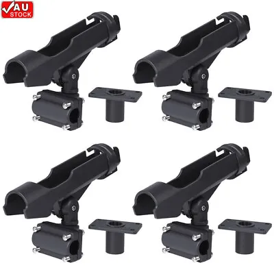 4pcs Fishing Boat Rods Holder Rack Large Clamp Opening 360 Degree Adjustable • $44.99