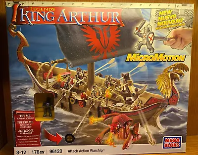 Mega Bloks 96120 Legends King Arthur Attack Action Warship Set Micro Motion • $120