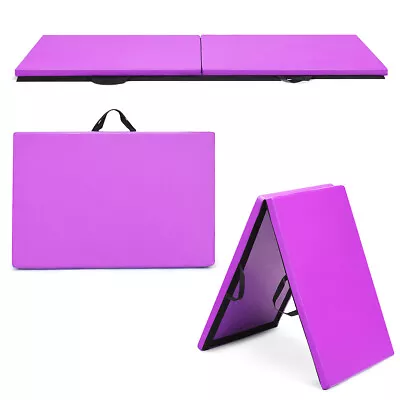 Gymax 6'x2' Yoga Mat Folding Exercise Aerobics Stretch Gymnastic W/Handle Purple • $52.99