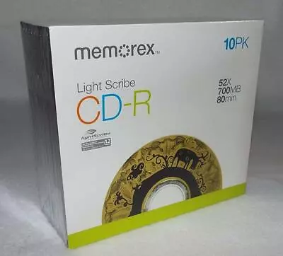 New Sealed 10pk Memorex Lightscribe CD-R Disk 700MB 80 Min Compact Disc GRAPHICS • $15.44