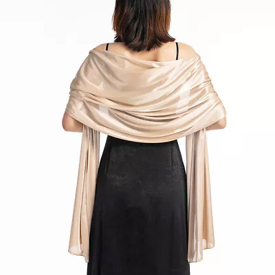 Womens Satin Wrap Shawl Scarf Cape Pashmina For Wedding Bridesmaid Evening Dress • £8.29