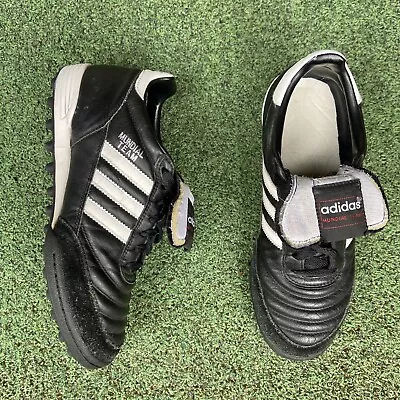 Adidas Mundial Team TF Soccer Shoes Men’s Size 6.5 Black Leather 019228 • $37.95