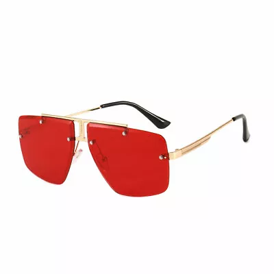 Fashion OVERSIZED Square Pilot Sunglasses Designer Mens Driving Shade Glasses • $9.49