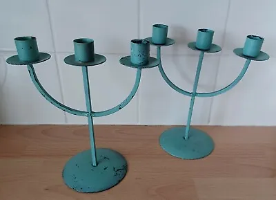 £11.99 • Buy Candle Sticks, Shabby Chic, Metal. Duck Egg Blue X2