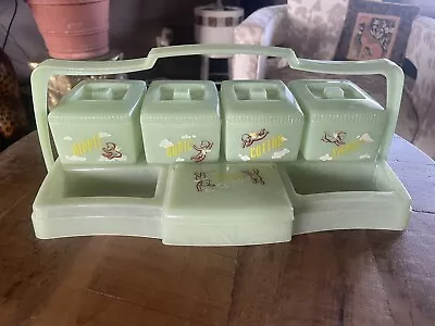 Vintage Clarolyte Jade Plastic Baby Caddy Vanity Set 1950's • $27.99