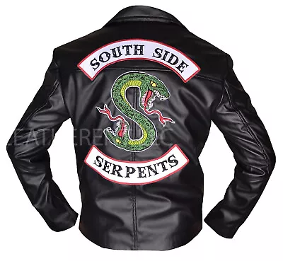 Mens Riverdale Southside Serpents Club Jughead Jones Embroidery Leather Jacket • $125.98