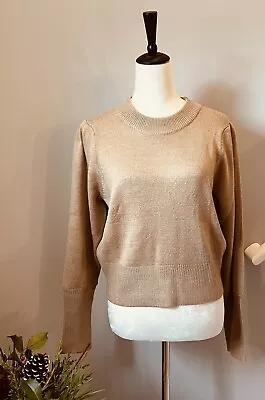 NWT FRENCH CONNECTION Turtleneck Sweater ORLA Ribbed Sleeves Camel Sz Medium • $60
